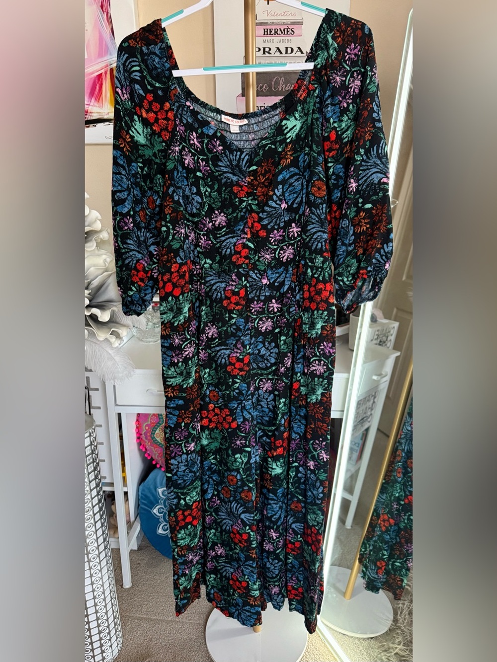 Knox Rose Black Floral Jumpsuit with Multicolor Print